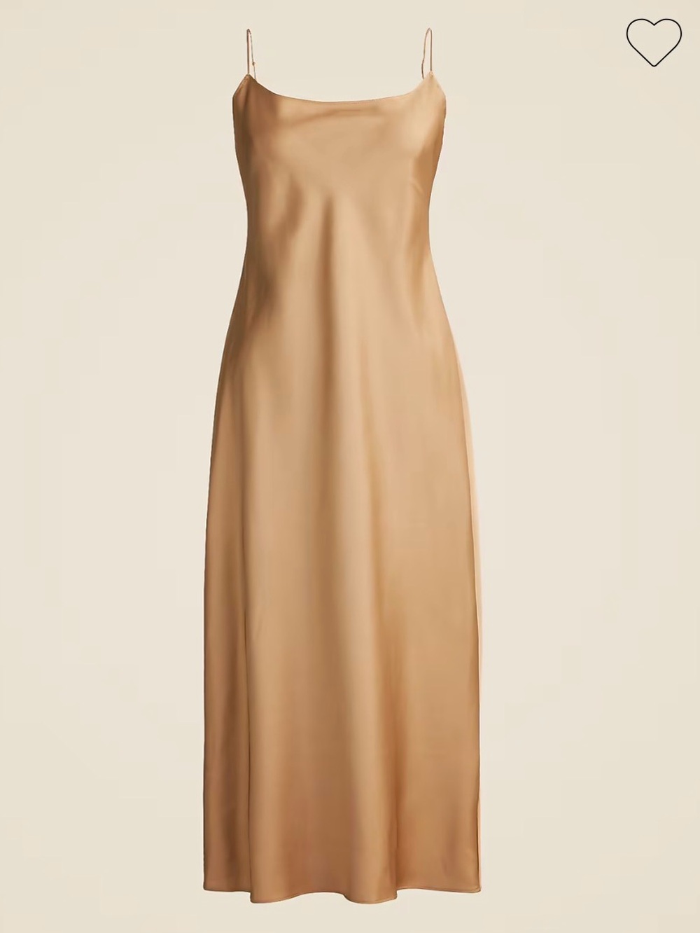 J.CREW Gwyneth Midi Slip Dress in Camel Golden Tan Silky Luster Charmeuse Size 4